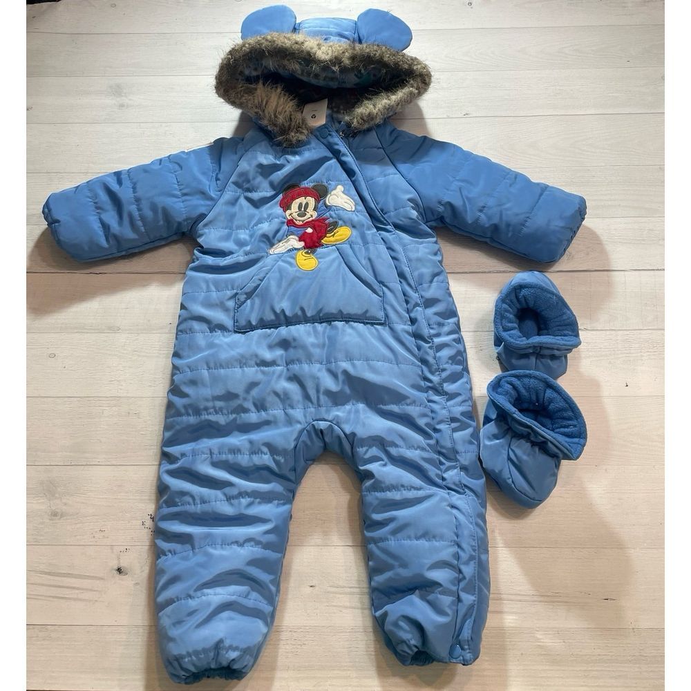 Disney baby Mickey Mouse one piece‎ bunting with booties 6-9 months